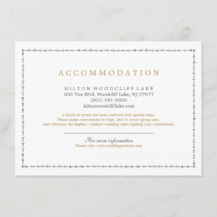 Cartão De Informações Acomodação clássica elegante do casamento vinta