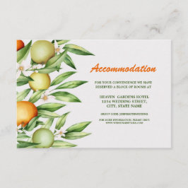 Cartão De Informações Acomodação de Casamento de Fruta Laranja de Aquare