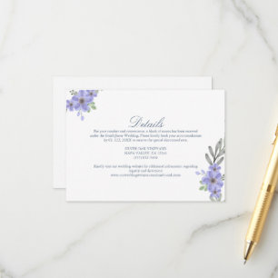 Cartão De Informações Acomodação de Casamento Flor de Rojão Elegante Rús