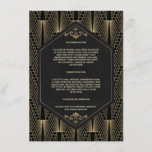 Cartão De Informações Acomodação de Casamento Glam Roaring 20s Gatsby