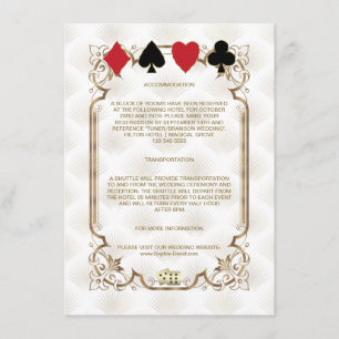 Cartão De Informações Acomodação de casamento Gold White Art Deco Casino