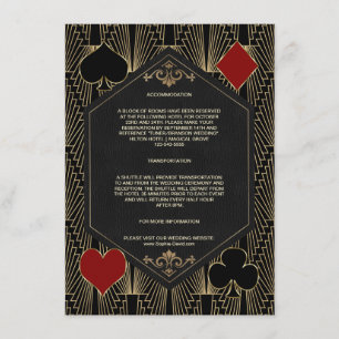 Cartão De Informações Acomodação de Casamento no Estilo Roaring 20s Gats