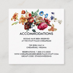 Cartão De Informações Acomodação de Hotel de Casamento Floral Vintage Es
