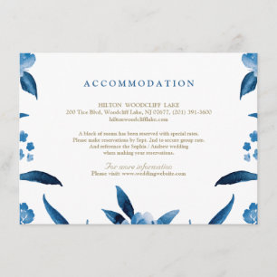 Cartão De Informações Acomodação floral azul do casamento do Chinoiser