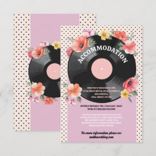 Cartão De Informações Acomodação Música Disco Casamento Floral 1950 