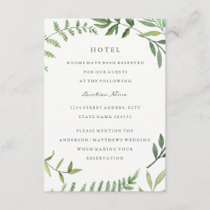 Cartão De Informações Acomodação no Green Leaf Wedding Hotel