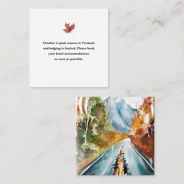 Cartão De Informações Acomodação no Hotel de Casamento do Monte Outono (Frente/Verso)