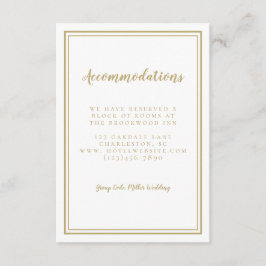 Cartão De Informações Acomodações Casamento com Detalhe em Ouro Chic Sim