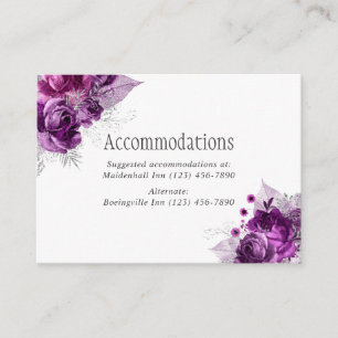 Cartão De Informações Acomodações de Casamento com Aquarela Roxa e Azul