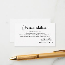 Cartão De Informações Acomodações de Casamento com Letra de Caligrafia E