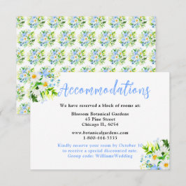 Cartão De Informações Acomodações de Casamento com Não-Me-Esqueças e Mar