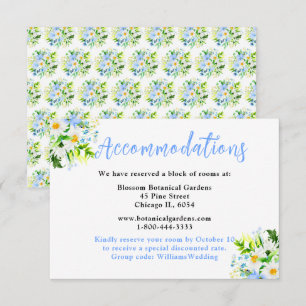 Cartão De Informações Acomodações de Casamento com Não-Me-Esqueças e Mar