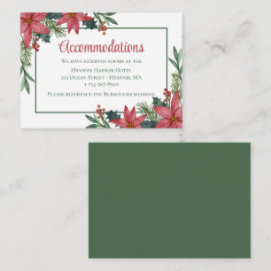 Cartão De Informações Acomodações de Casamento de Natal com Florais de P