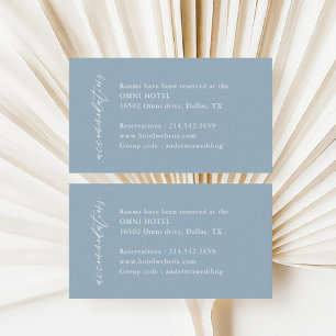 Cartão De Informações Acomodações de Casamento Elegantes em Azul Desbota