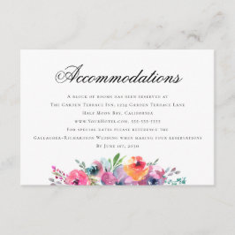 Cartão De Informações Acomodações de Casamento Floral em Aquarela Elegan