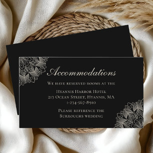 Cartão De Informações Acomodações de Casamento Indian Boho Preto Mandala