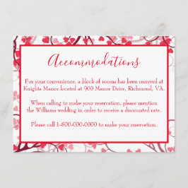 Cartão De Informações Acomodações Encantadoras Corações Vermelhos