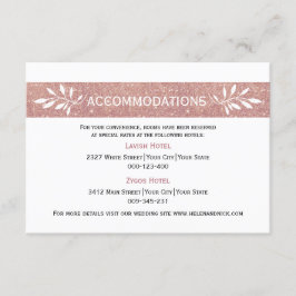 Cartão De Informações acomodações modernas de casamento com rosa dourado