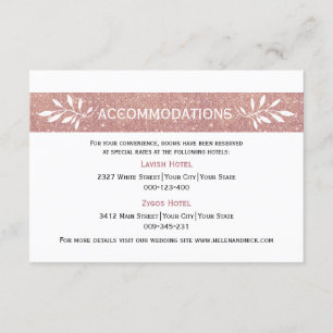 Cartão De Informações Acomodações modernas do casamento do brilho