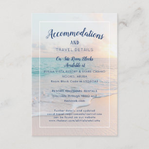 Cartão De Informações Acomodações para Casamento na Praia Jantar de Boas
