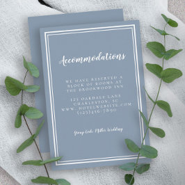 Cartão De Informações Acomodações Simples Casamento Azul Poeira Branco