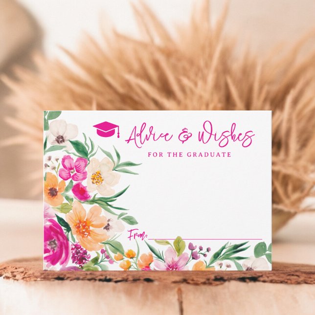 Cartão De Informações Aconselhamento de flores silvestres brilhantes des (Bright wild flowers advice wishes graduation enclosure card)