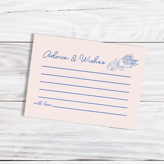 Cartão De Informações Aconselhamento e Desejo Chá de panela de Flores De (Advice & Wishes Hand Drawn Flowers Bridal Shower Enclosure Card)