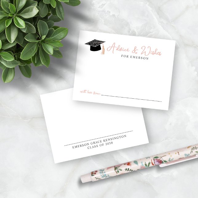 Cartão De Informações Aconselhamento e Desejo Dobra Mão Dobra de Graduaç (Advice and Wishes Hand Drawn Graduation Doodle Words of Wisdom Cards)