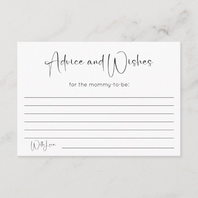 Cartão De Informações Aconselhamento e Desejos Modernos do Chá de fralda (Frente)