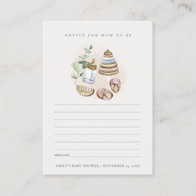 Cartão De Informações Aconselhamento Essencial Rosa para o Chá de fralda (Frente)