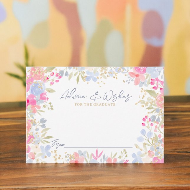 Cartão De Informações Aconselhamento para a graduação de flores silvestr (Garden pastel wildflowers graduation advice enclosure card)