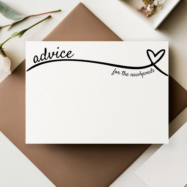 Cartão De Informações Aconselhamento para Casamento de Linha do Coração  (Advice for Newlyweds Heart Line Wedding Enclosure Card
)
