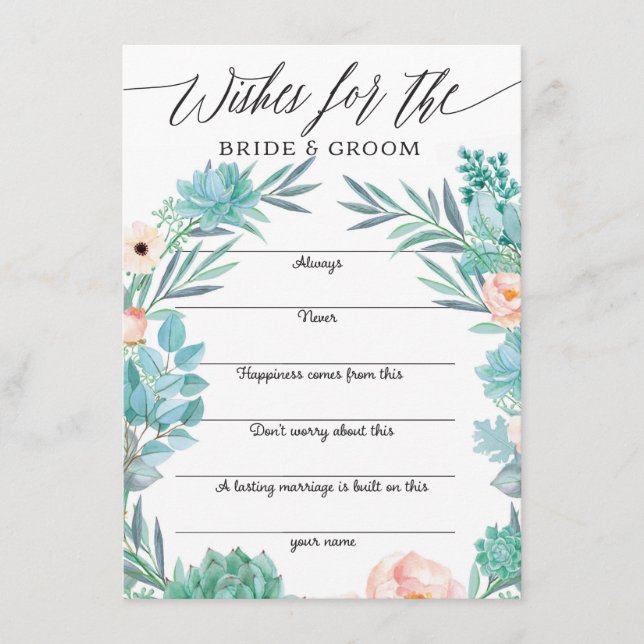 Cartão De Informações Aconselhamento para noiva e noiva e desejo (Frente)