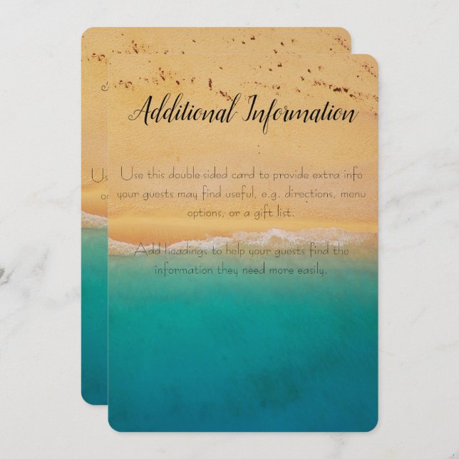 Cartão de Informações Adicionais para Casamento na (Frente/Verso)