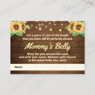 Cartão De Informações Adivinha Mommys Belly Game Card Sunflower Chá de f