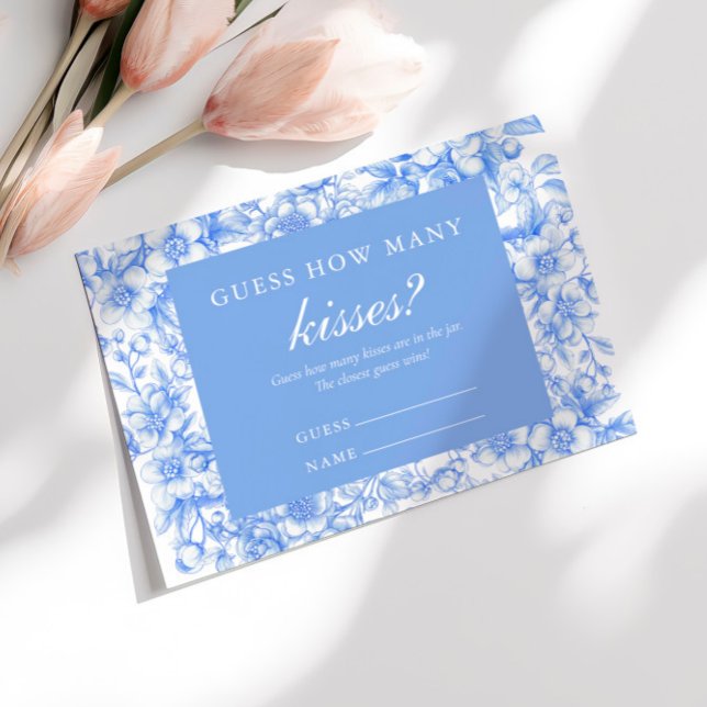 Cartão De Informações Adivinha Quantos Beijos Jogam Algo Azul (Criador carregado)