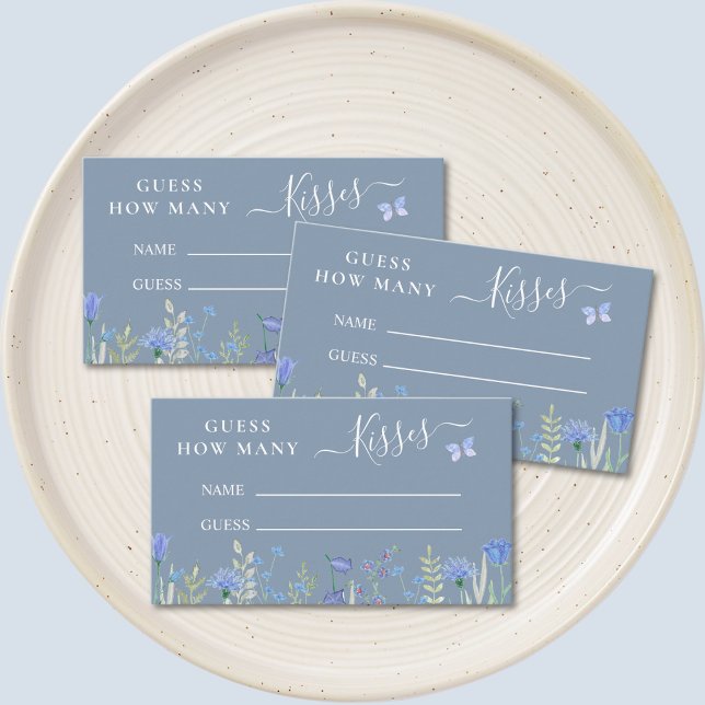 Cartão De Informações Adivinha Quantos Beijos Jogo de Chá de panela Azul (Criador carregado)