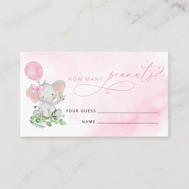 Cartão De Informações Adivinha Quantos Peanuts Jogam Chá de fraldas Elef (Frente)