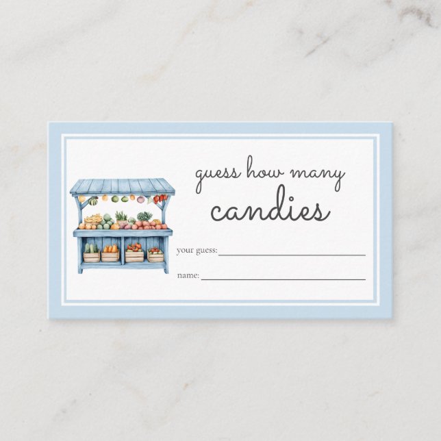 Cartão De Informações Adivinhando Chá de fraldas de mercado para agricul (Frente)