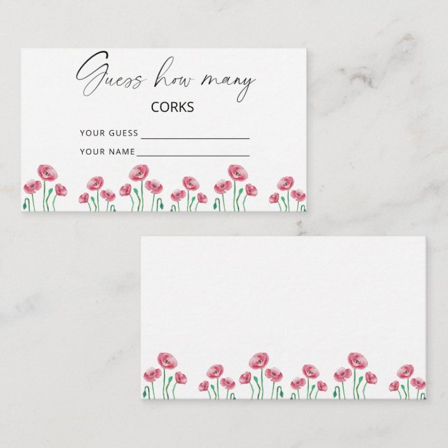 Cartão De Informações Adivinhe quantas rolhas florais jogo de noiva (Frente/Verso)