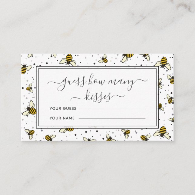 Cartão De Informações Adivinhe Quantos Beijos Jogo de Noiva Padrão Abelh (Frente)