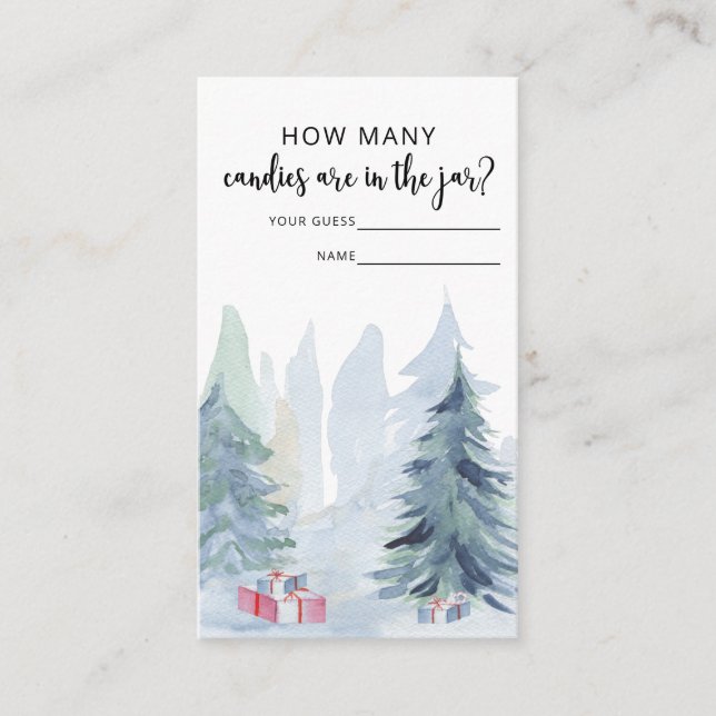 Cartão De Informações Adivinhe quantos doces de inverno azul (Frente)