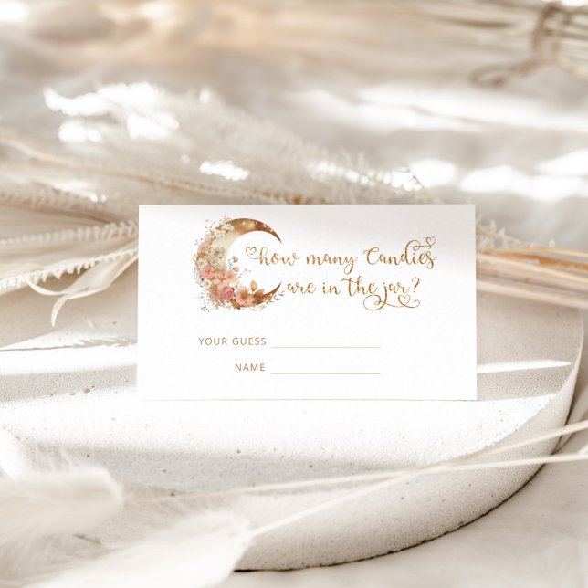 Cartão De Informações Adivinhe quantos doces na lua floral dourada (Criador carregado)