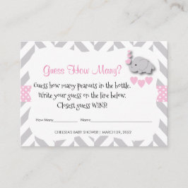 Cartão De Informações Adivinhe Quantos - Elefante Rosa