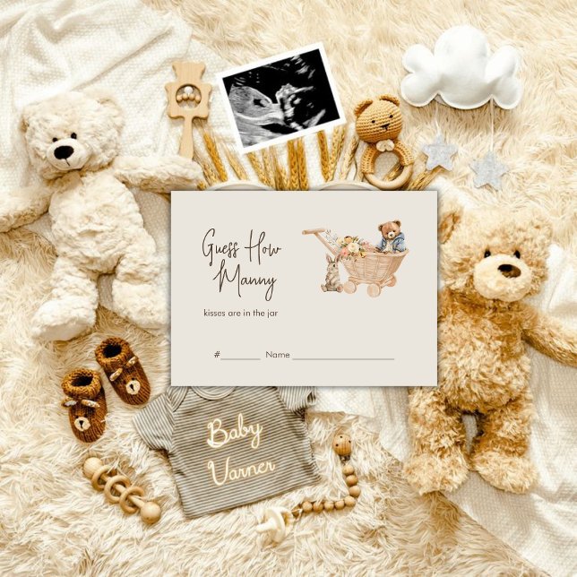 Cartão De Informações Adivinhe Quantos Jogo de Chá de Bebê na Boho Nurse (Guess How Many Boho Nursery Baby Shower Game Enclosure Card)