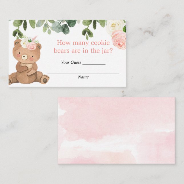 Cartão De Informações Adivinhe quantos ursinhos de biscoito inserts chá  (Frente/Verso)