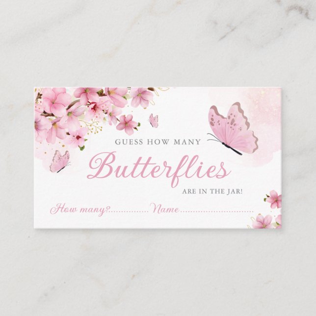 Cartão De Informações adivinhem quantas borboletas jogam o chá de fralda (Frente)