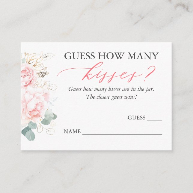 Cartão De Informações Adivinhem Quantas Cartas De Jogo De Beijo (Frente)