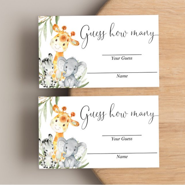 Cartão De Informações Adivinhem quantas cartas safari animais bonitos sã (Criador carregado)
