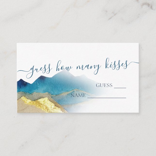 Cartão De Informações Adivinhem Quantos Beijos Dourados Chá de panela Mo (Frente)